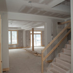 looking from front entry to kitchen/family room